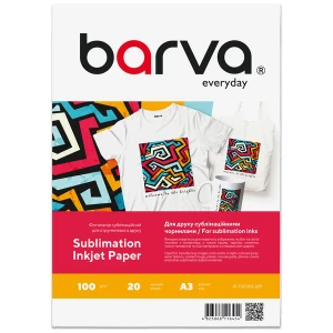 Папір для сублімаційного друку 100 г/м2, A3, 20 л Everyday Barva (IP-TSE100-329) Папір для сублімаційного друку 100 г/м2, A3, 20 л Everyday Barva (IP-TSE100-329)