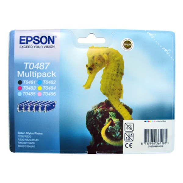 Комплект картриджів T048740 чорний, блакитний, пурпуровий, жовтий, світло блакитний, світло пурпуровий Epson (C13T04874010)