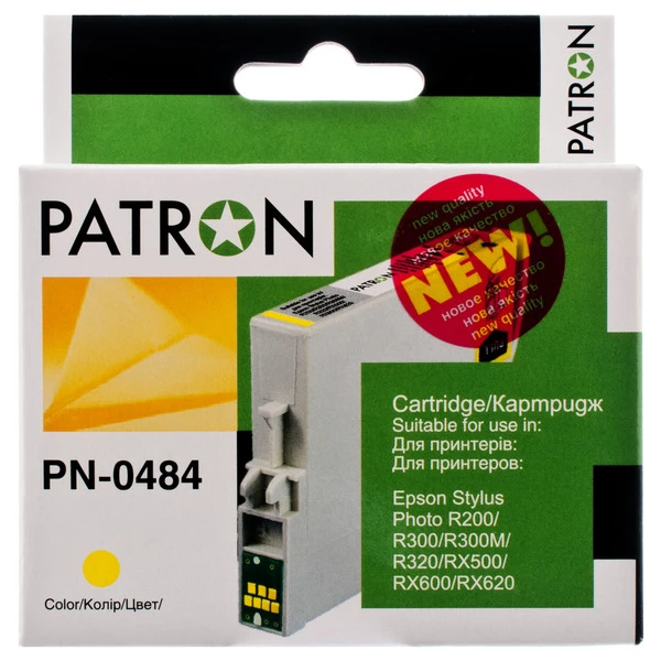 Картридж совместимый Epson T0484 (C13T04844010) 460 стр, желтый Patron (PN-0484) - Фото 1 