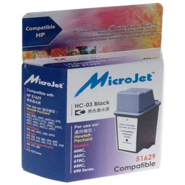 Картридж совместимый HP №29 (51629A) 40 мл, черный MicroJet (HC-03)