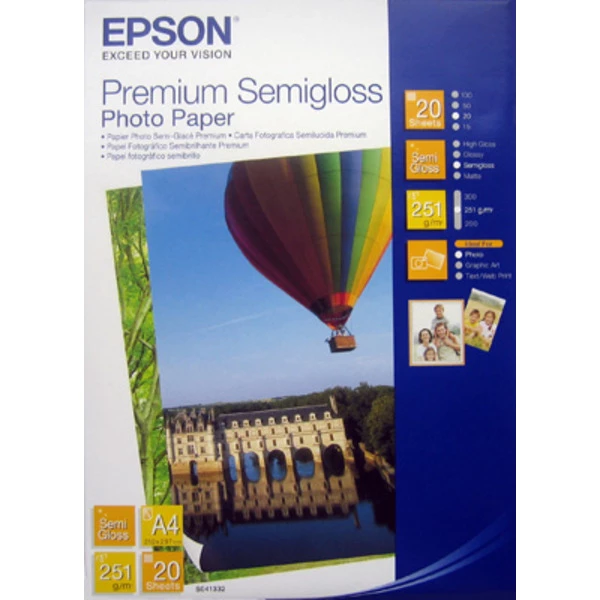 Фотобумага Premium Semigloss А4, 20 л Epson (C13S041332)