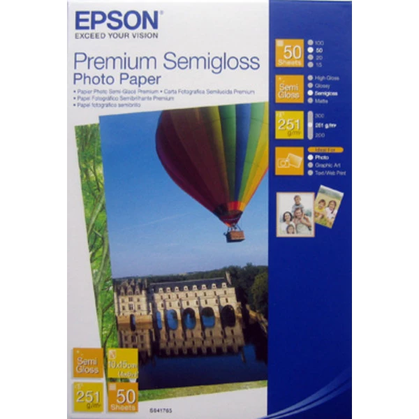 Фотобумага Premium Semigloss 10х15 см, 50 л Epson (C13S041765)