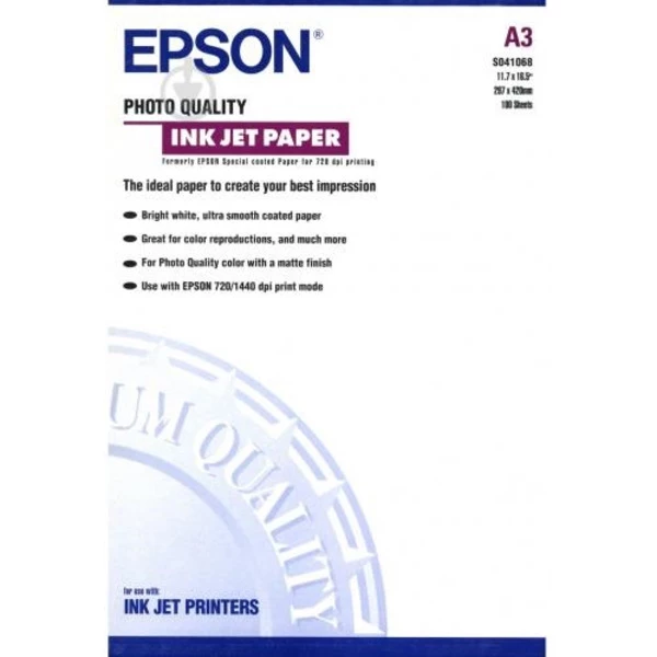 Бумага Photo Quality Ink Jet Paper A3, 100 л Epson (C13S041068)