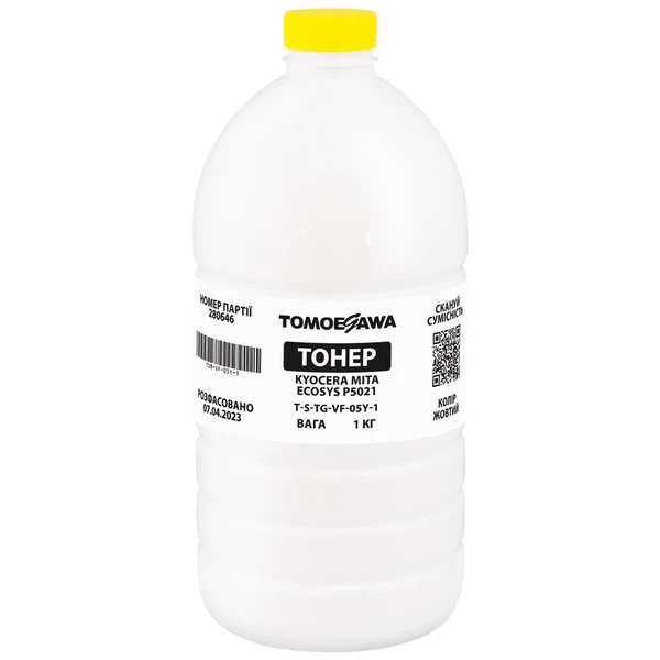 Тонер Kyocera Mita Ecosys P5021 флакон, 1 кг, желтый Tomoegawa (TSM-VF-05Y-1)