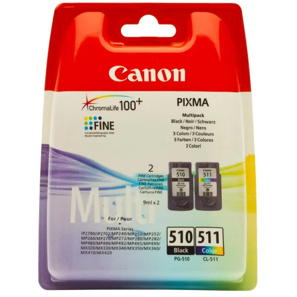 Комплект картридж PG-510 чорний + картридж CL-511 кольоровий + папір 50 л Canon (2970B017) - Фото 2