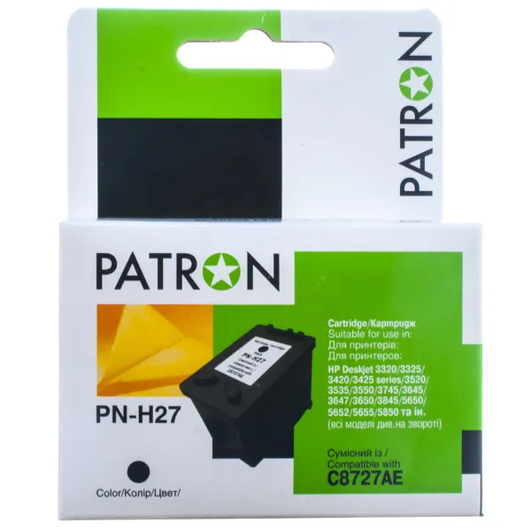 Картридж сумісний HP 27 (C8727AE) 280 арк, чорний Patron (PN-H27) - Фото 4