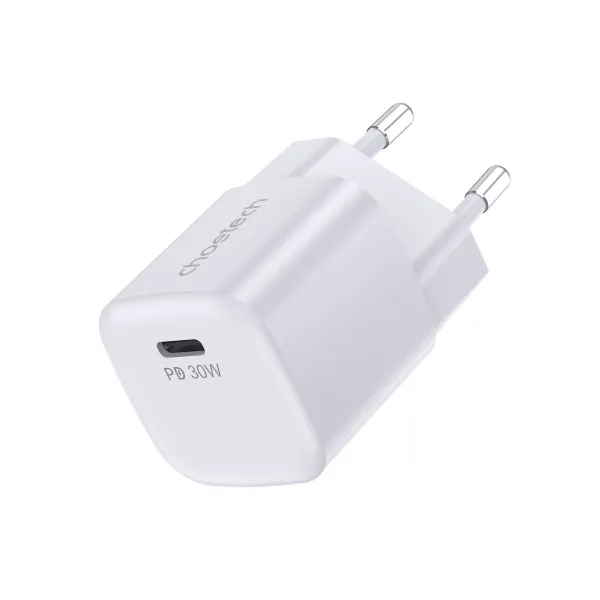 Устройство зарядное сетевое 1хType-C GAN PD30W белое Choetech (PD5007-EU-WH)