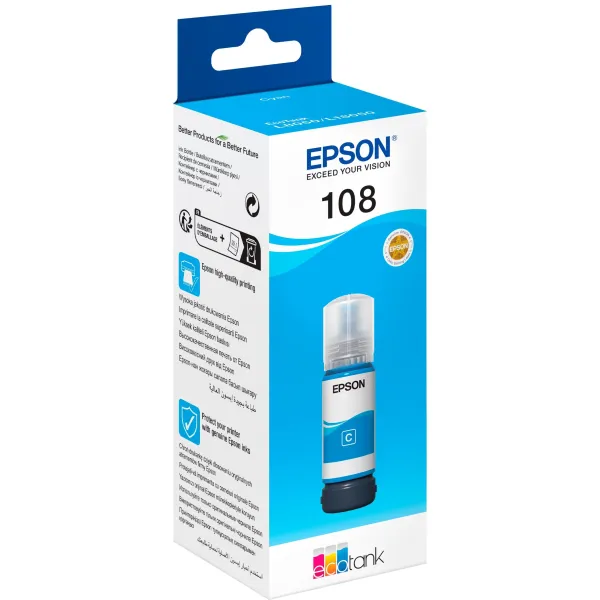 Чернила 108 голубые, 70 мл Epson (C13T09C24A) - Фото 3