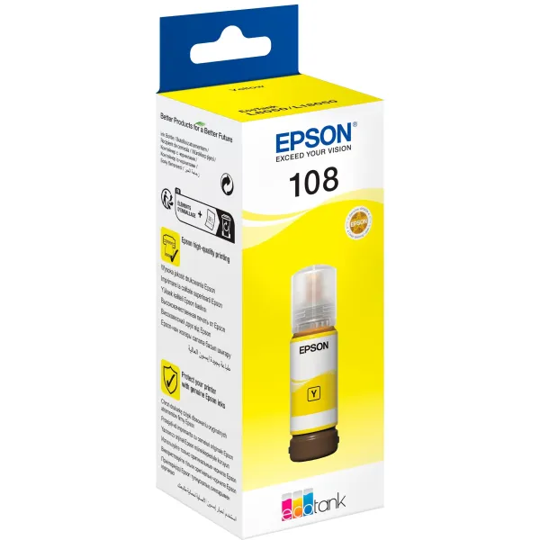 Чернила 108 желтые, 70 мл Epson (C13T09C44A) - Фото 2