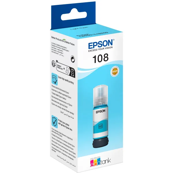 Чернила 108 светло-голубые, 70 мл Epson (C13T09C54A) - Фото 2