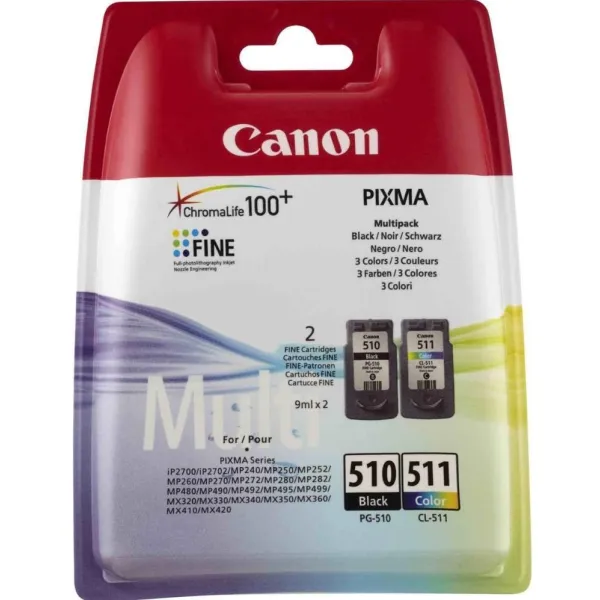 Комплект картридж PG-510 черный + картридж CL-511 цветной Canon (2970B017)