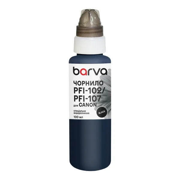 Чернила для Canon PFI-102/PFI-107 BK специальные 100 мл, водорастворимые, черные Barva (C107-884e)