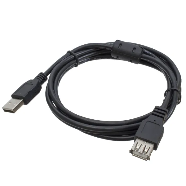 Удлинитель USB 2.0 AM/AF 1,8 м, черный, с ферритом Patron (PN-AMAF-18F)