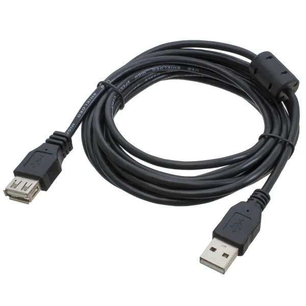 Подовжувач USB 2.0 AM/AF 3 м, чорний, з ферритом Patron (PN-AMAF-30F)