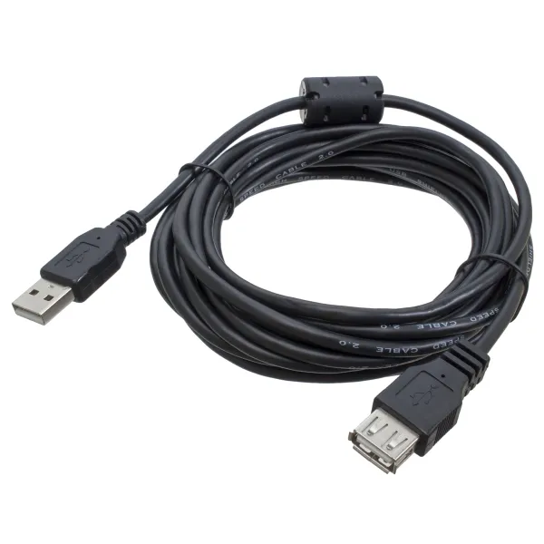 Подовжувач USB 2.0 AM/AF 4,5 м, чорний, з ферритом Patron (PN-AMAF-45F)