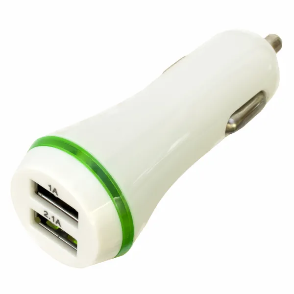 Пристрій зарядний автомобільний 2xUSB 2.0 2A/1A, білий Patron (PN-2USB-CAR-WH)