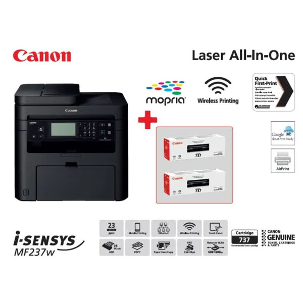 БФП i-SENSYS MF237W+2картриджа Canon 737 A4, Wi-Fi Canon (1418C162/1418C170) - Фото 4